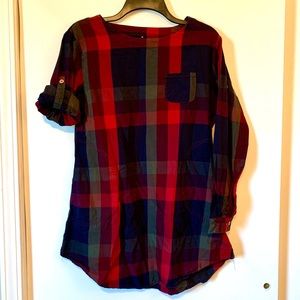 Maroon and Navy Plaid Tunic